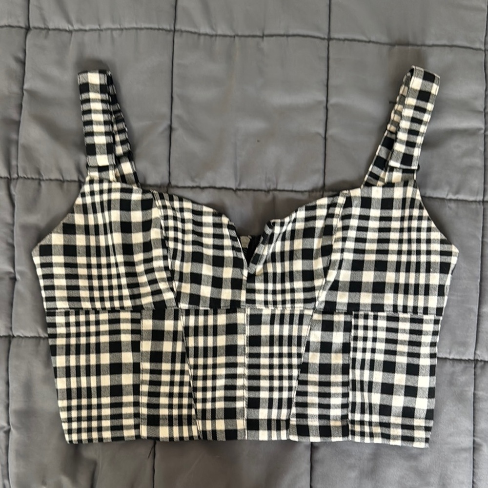 Urban Outfitters Black and White Fitted Bustier Tank